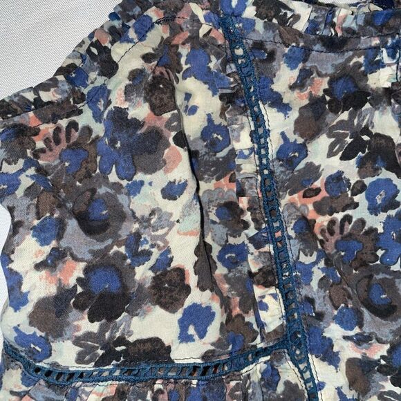American Eagle Outfitters Babydoll Full‎ Button Strappy Blue Floral Tank Top S - Picture 3 of 10